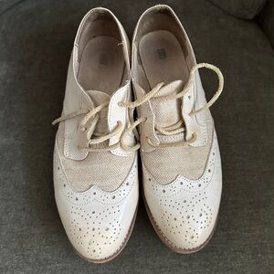 CAT leather beige oxford loafers flat classic